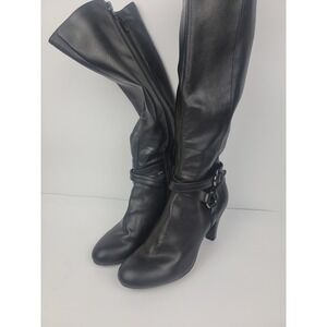 Naturalizer Lyla Black Tall Knee High Boots Buckle Detail Heel Womens 8 M